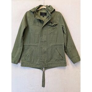 J. Crew Utility Field Jacket Olive Green Hooded Drawstring‎ Waist XS